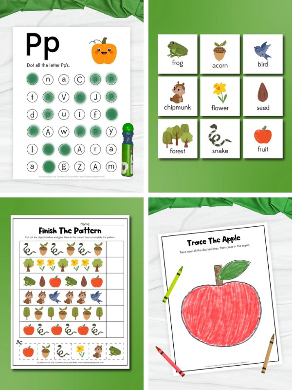 collage image of 4 Activities About Fall For Preschoolers