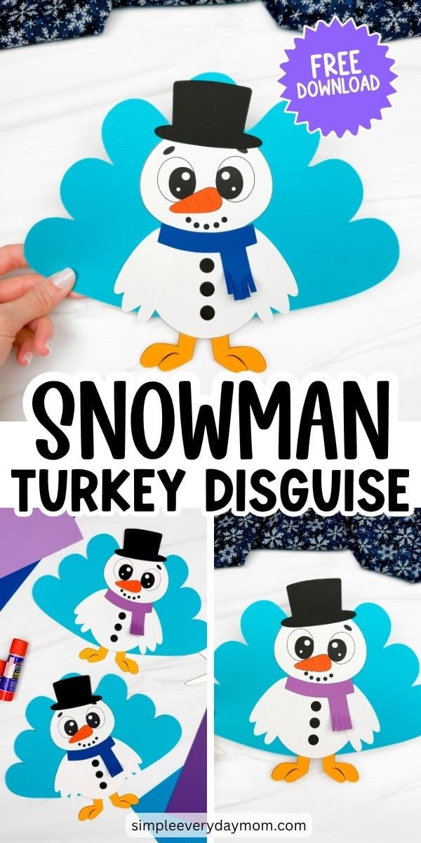 Snowman Turkey Disguise Craft For Kids [Free PDF Template]