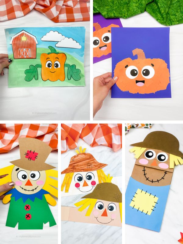 collage image of Fun Thanksgiving Harvest Crafts for Kids