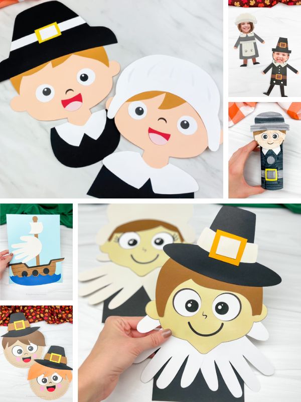 collage image of Pilgrim Crafts for Kids