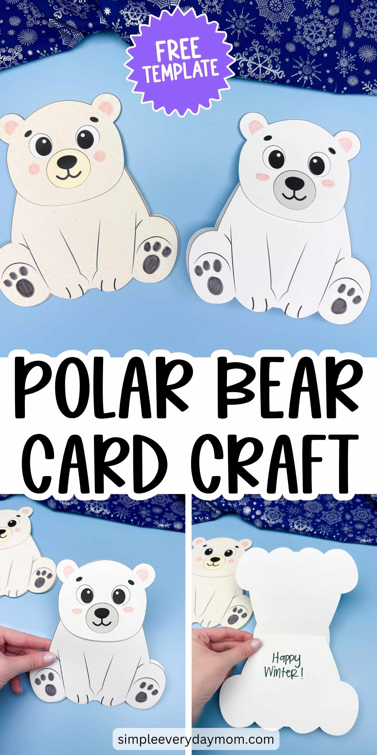 Polar Bear Card Craft for Kids [Free PDF Template]