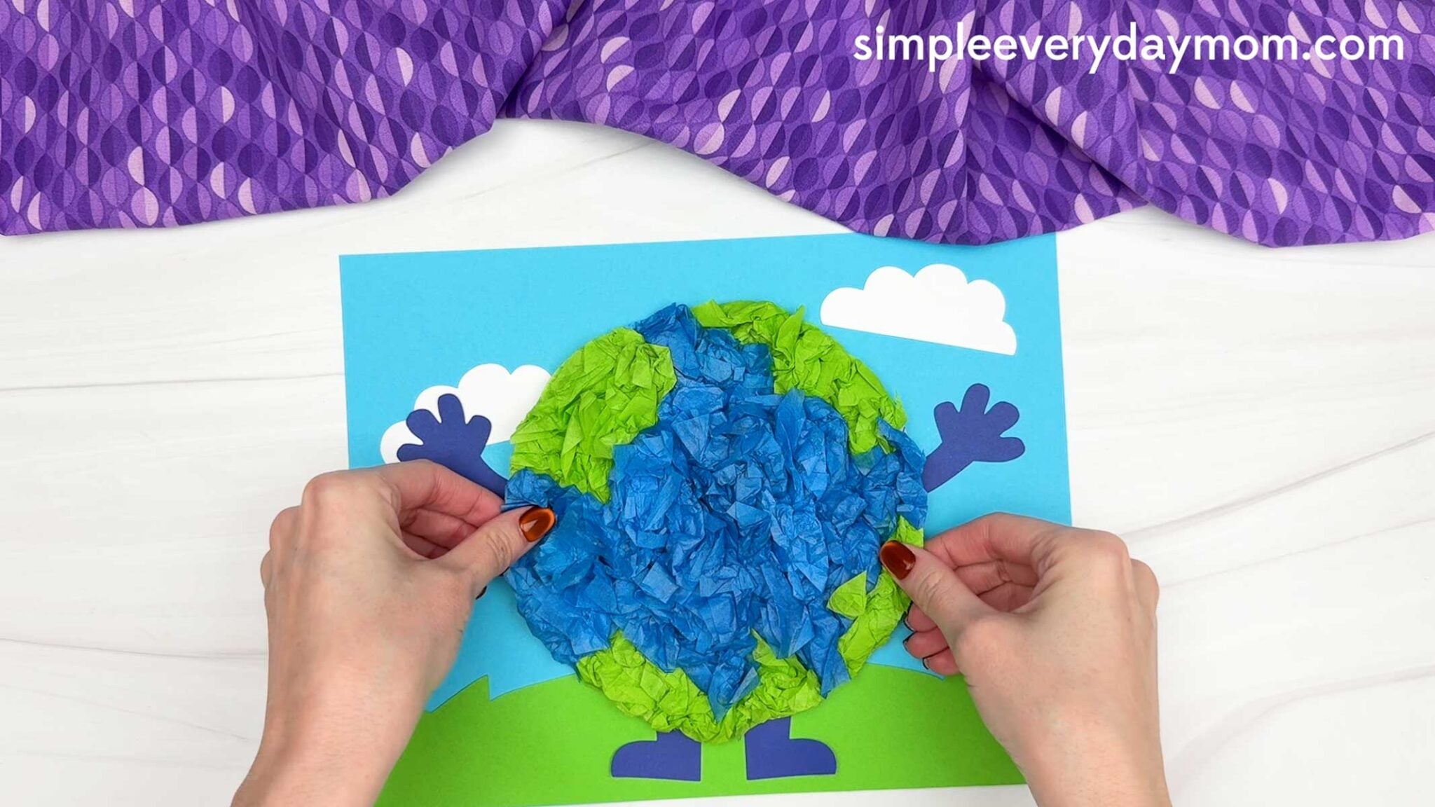 Earth Tissue Paper Craft for Kids [Free PDF Template]