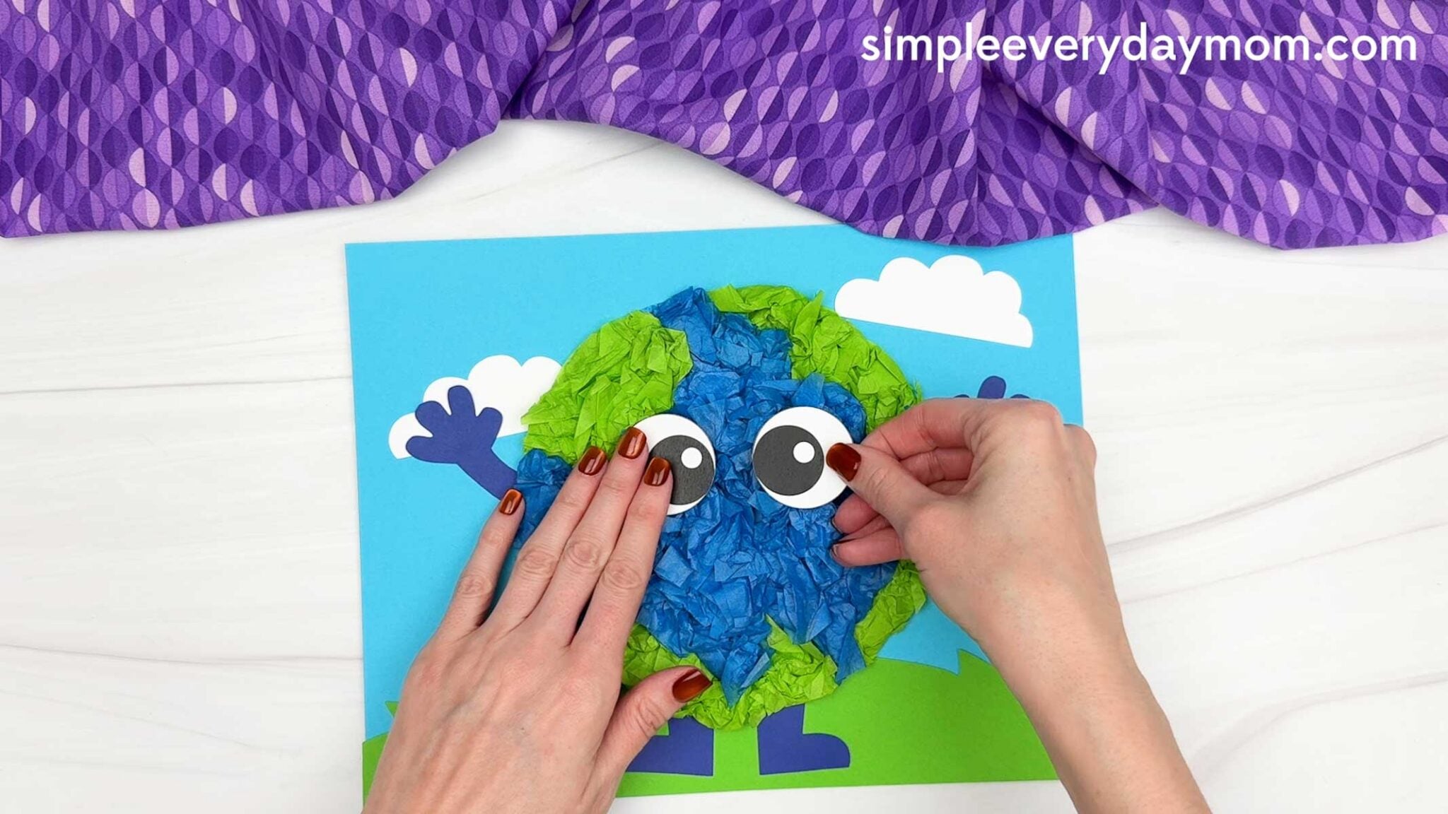 Earth Tissue Paper Craft for Kids [Free PDF Template]