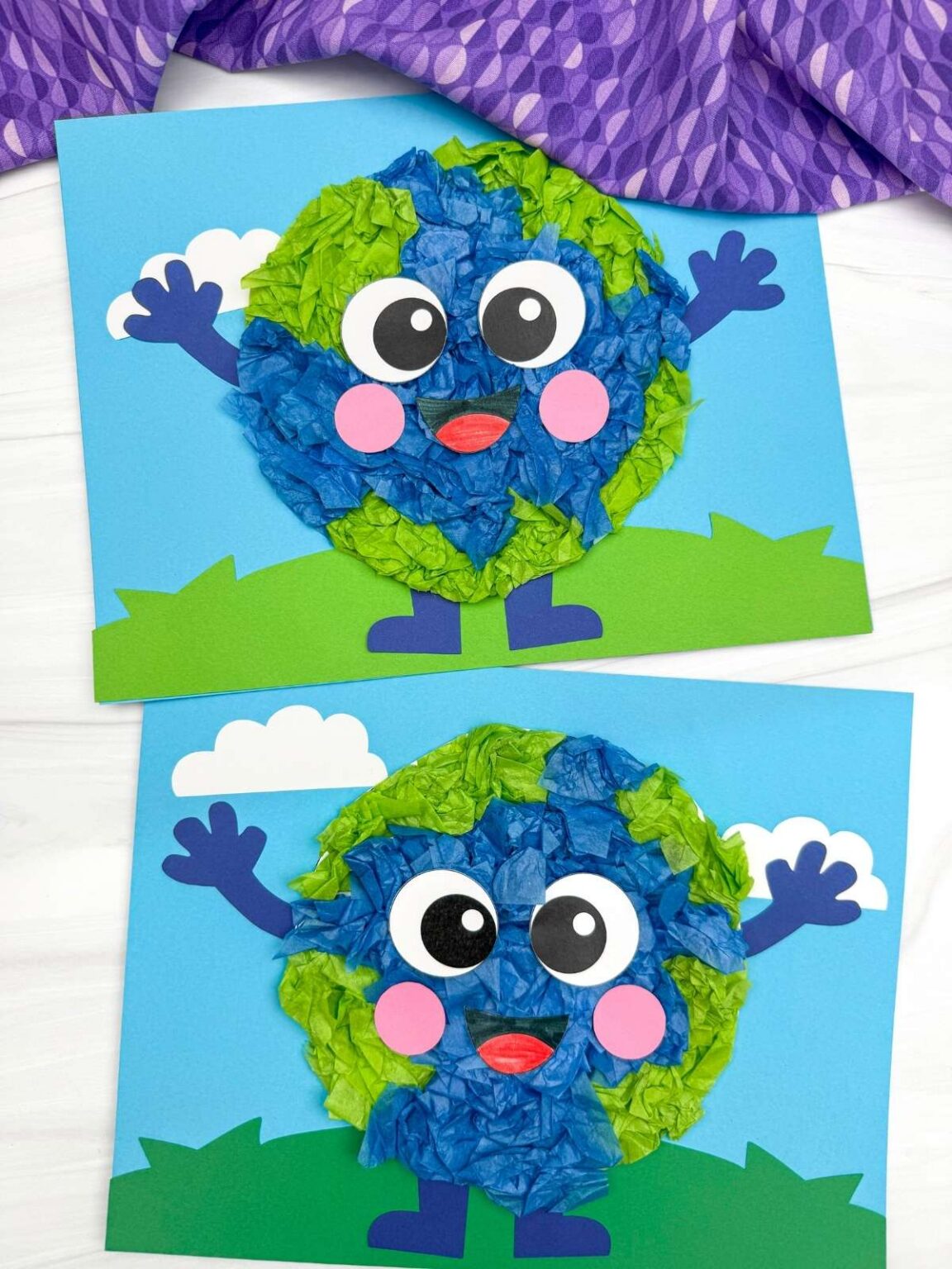 Earth Tissue Paper Craft for Kids [Free PDF Template]