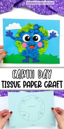 Earth Tissue Paper Craft for Kids [Free PDF Template]