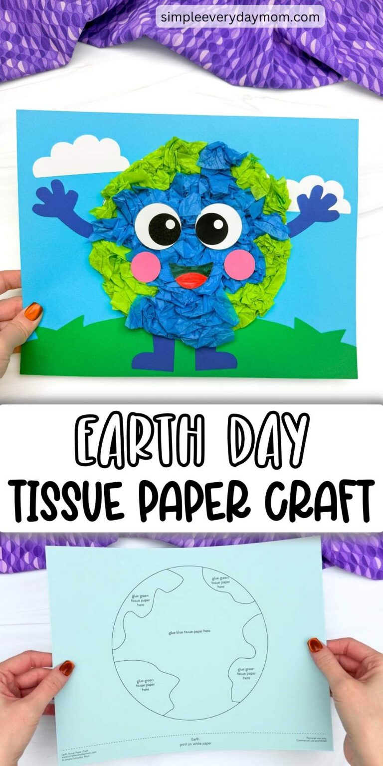 Earth Tissue Paper Craft for Kids [Free PDF Template]