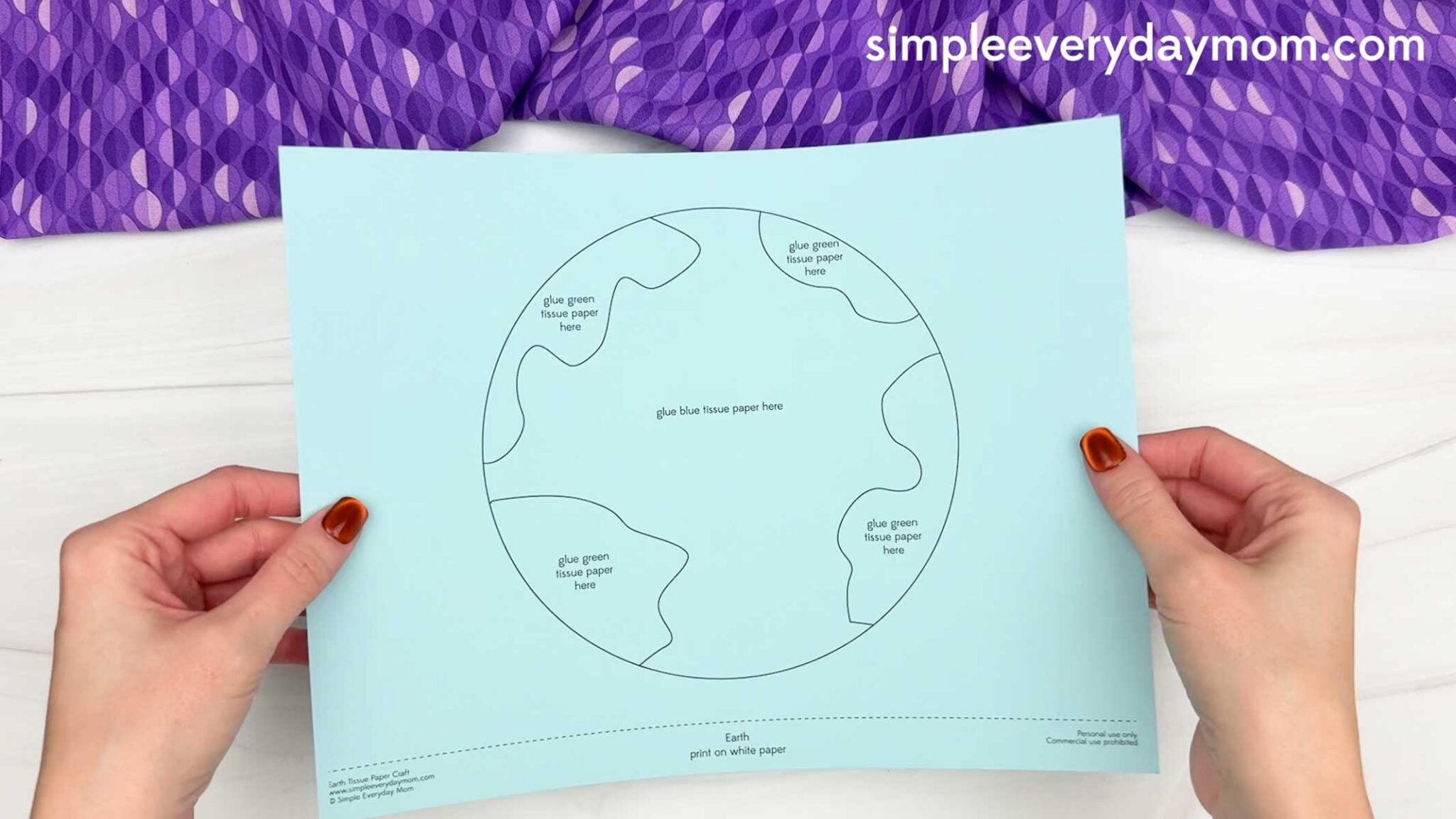 Earth Tissue Paper Craft for Kids [Free PDF Template]