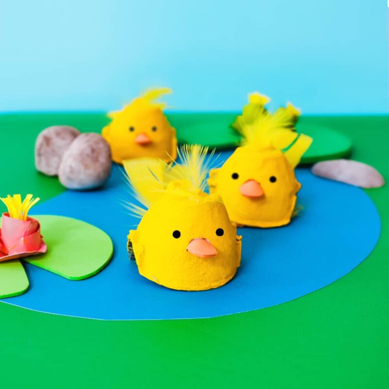 Recycled Egg Carton Floating Ducklings