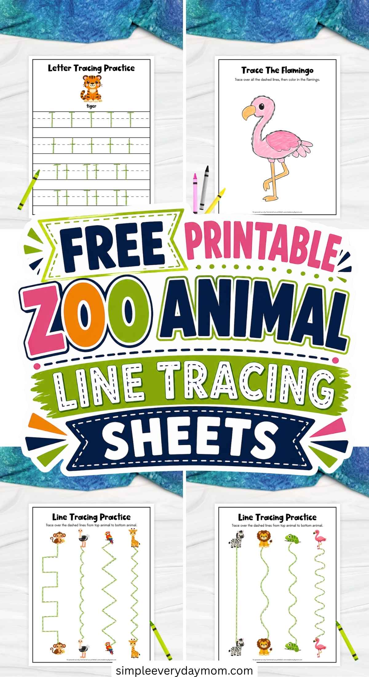 Zoo Animal Tracing Worksheets For Preschool & Kindergarten Kids