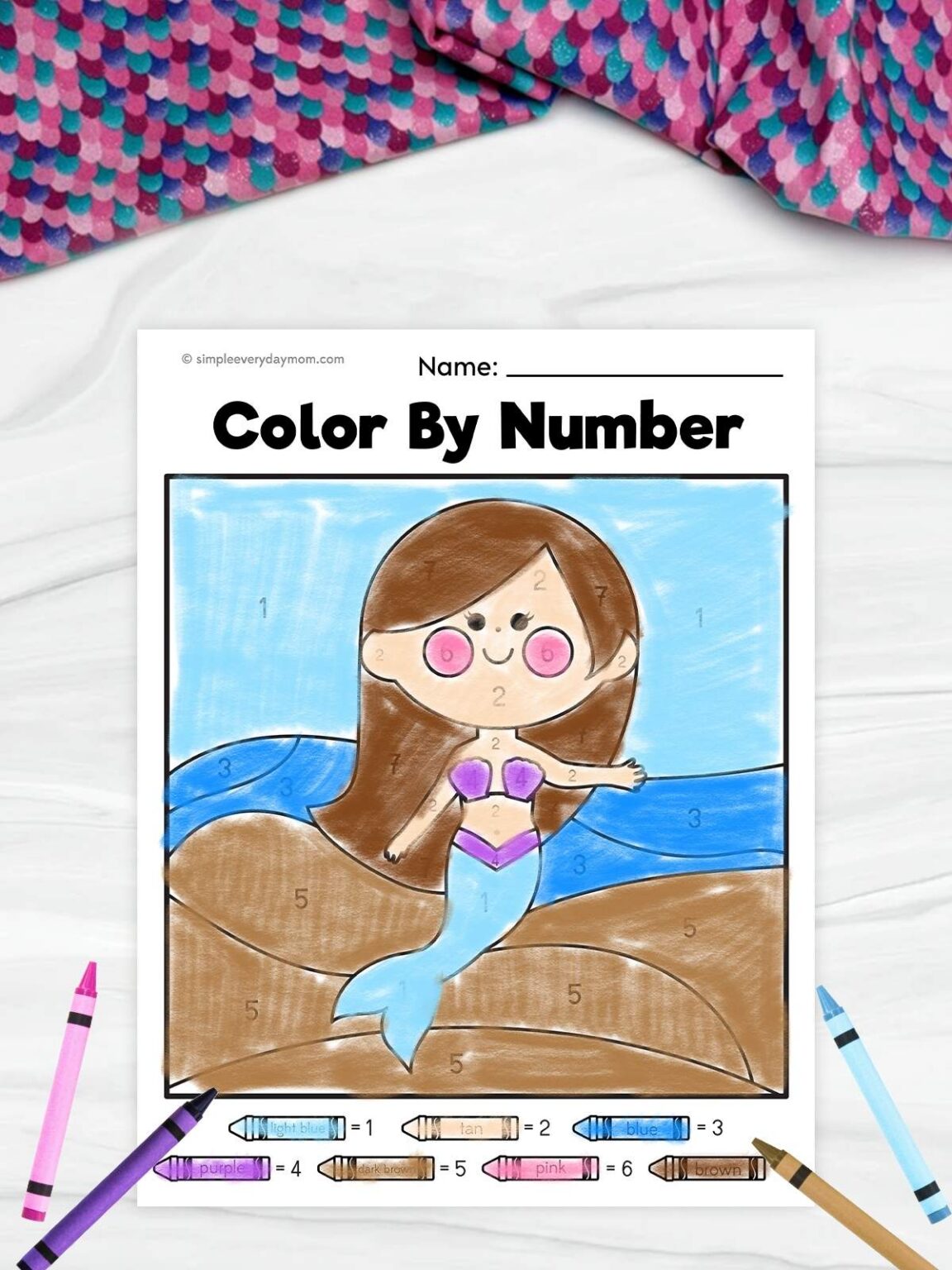 Color By Math Mermaid Free Printable Mermaid Color By Numbers For Kids