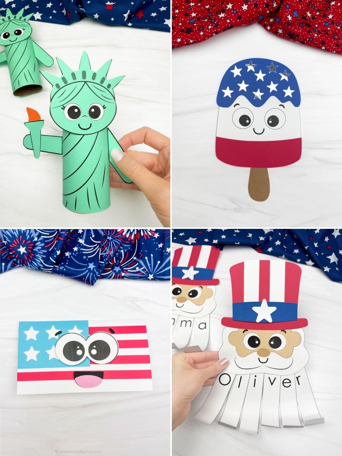collage image of America Themed Crafts