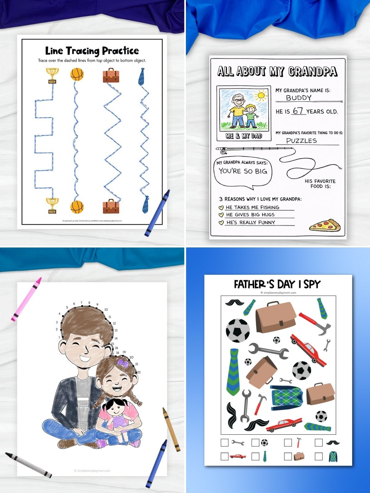 collage image of Easy Printable Activities to Celebrate Dad