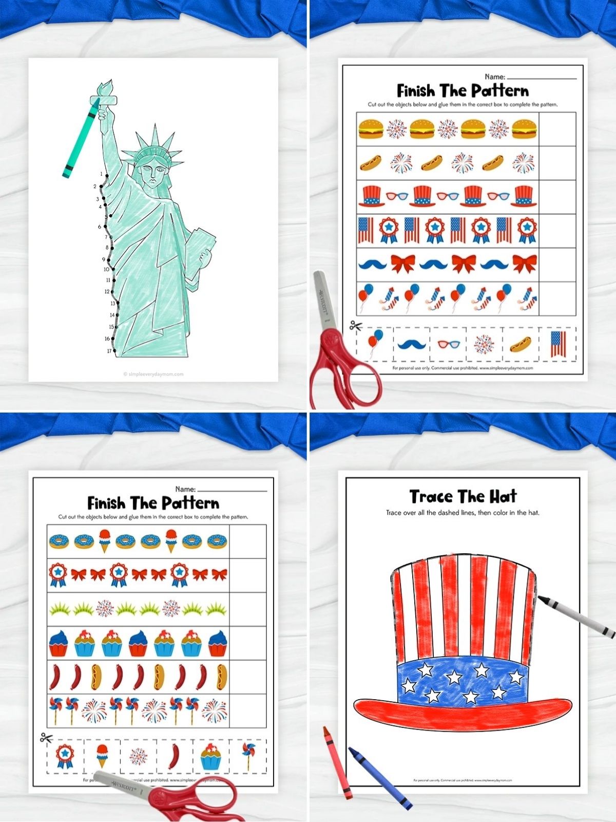 collage image of Patriotic Printable Activities