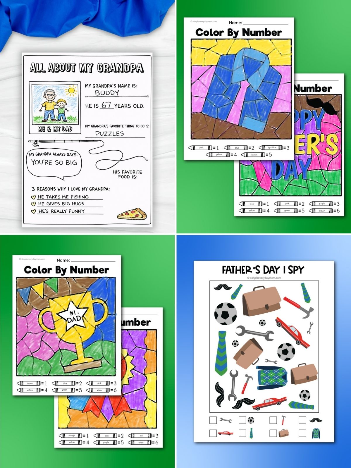 collage image of Printable Activities to Celebrate Dad