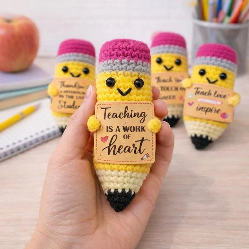 Teacher Gift Crochet Pencil