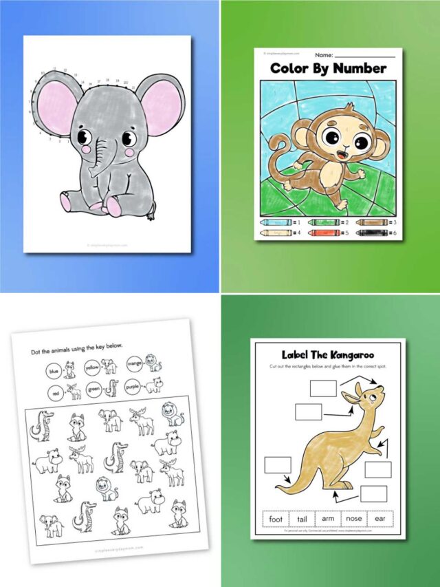 Elephant Tracing Worksheets For Preschool Kids