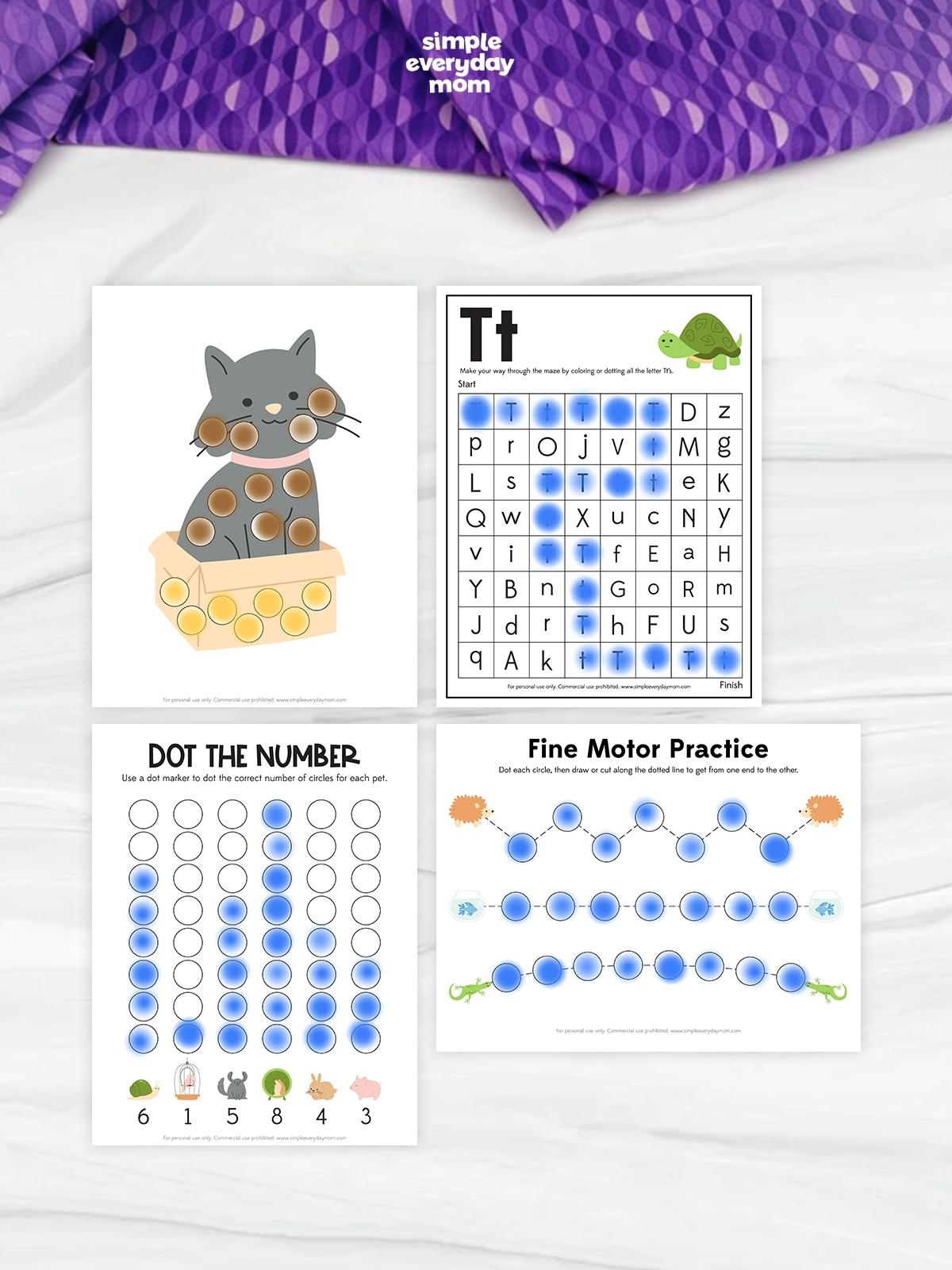 These pet-themed dot marker worksheets help kids strengthen fine motor skills while having fun with hands-on learning activities. Children can practice counting, tracing, letter recognition, and coordination using colorful dot markers on engaging printable pages. Ideal for preschool and kindergarten learners, these worksheets make early learning interactive, creative, and entertaining.