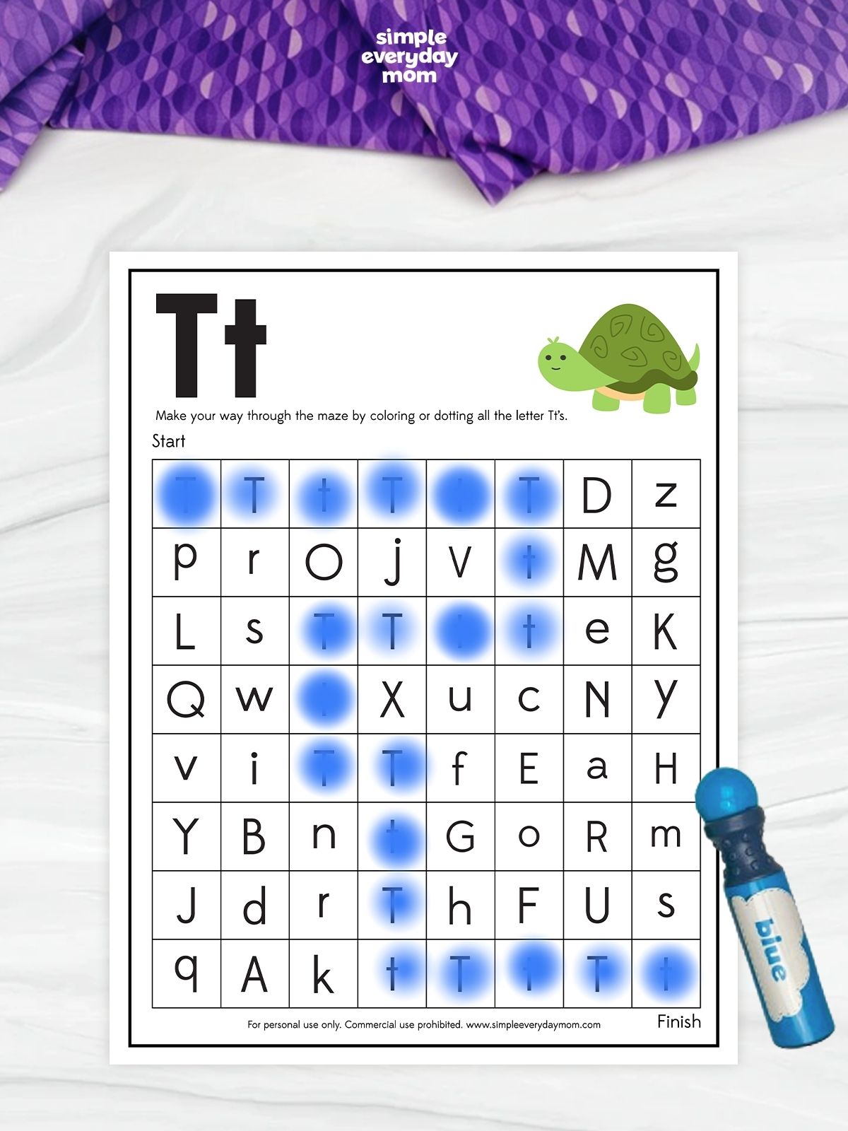 This letter T dot marker maze helps kids practice letter recognition and fine motor skills in a fun, hands-on way. Children can follow the path by dotting or coloring all the uppercase and lowercase letter T’s from start to finish. Perfect for preschool and kindergarten learners, this engaging activity makes alphabet practice interactive and exciting.