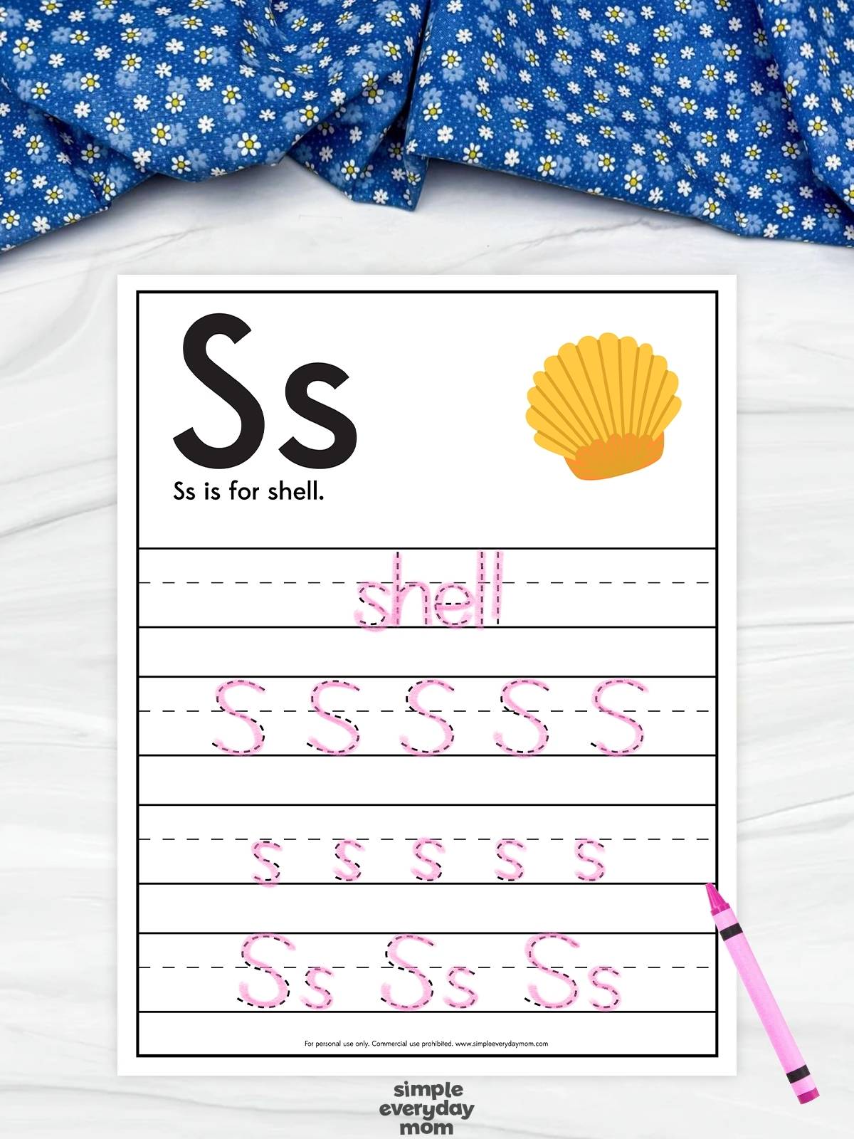 This worksheet helps kindergarten students practice recognizing and tracing the letter S through a fun beach-themed activity. Children can trace uppercase and lowercase S letters and the word “shell” while reinforcing early handwriting and letter formation skills. The colorful shell illustration and guided tracing lines make learning the alphabet engaging and easy for young learners.
