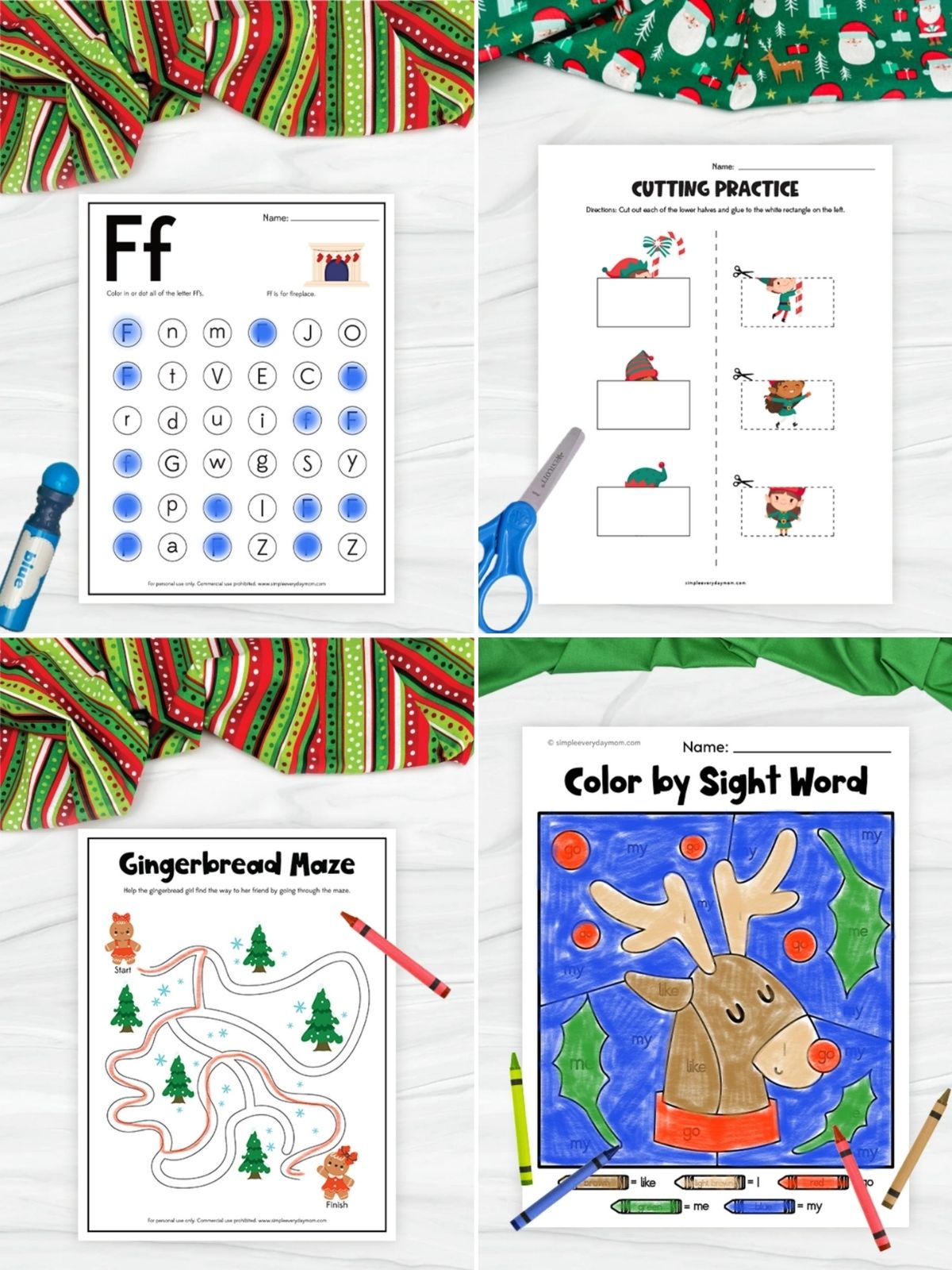 collage image of Festive Holiday Printables for Kids