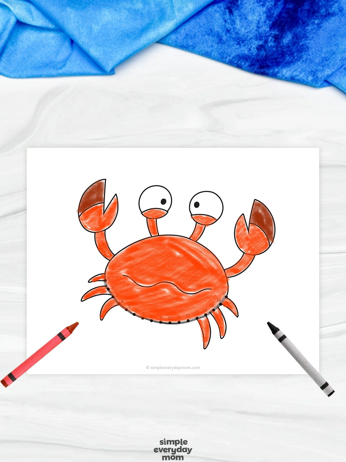 This printable crab dot-to-dot worksheet helps young learners practice counting, number sequencing, and fine motor skills while completing a fun ocean-themed picture. Children connect the numbered dots along the bottom of the crab’s body to finish the illustration, then color the cheerful crab to encourage creativity and hand-eye coordination. Perfect for preschool and kindergarten students, this engaging activity combines early math learning with a marine life theme that's ideal for ocean unit studies or summer fun.