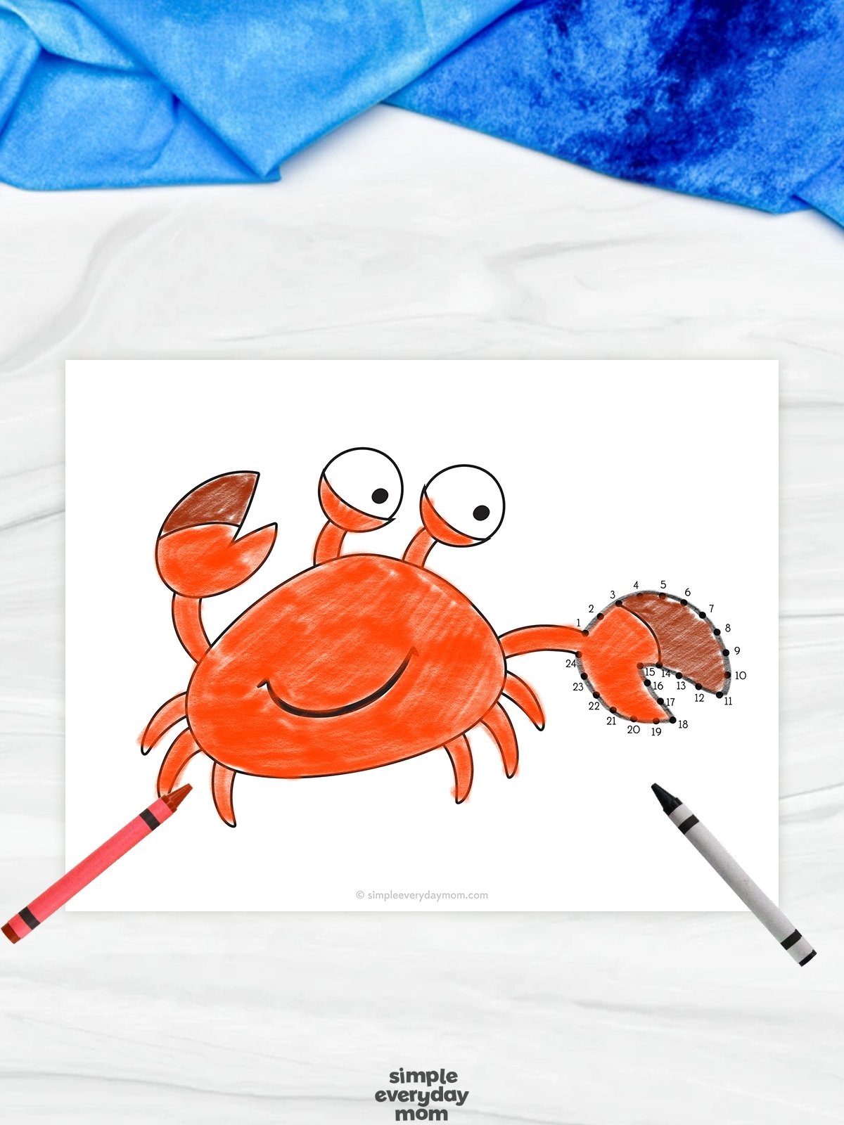 This printable crab dot-to-dot worksheet helps children practice counting and number sequencing while completing a fun ocean-themed picture. Kids connect the numbered dots to finish the crab’s claw, then color the cheerful crab to enhance creativity and fine motor skills. Perfect for preschool and kindergarten learners, this activity combines early math practice with engaging marine life fun.