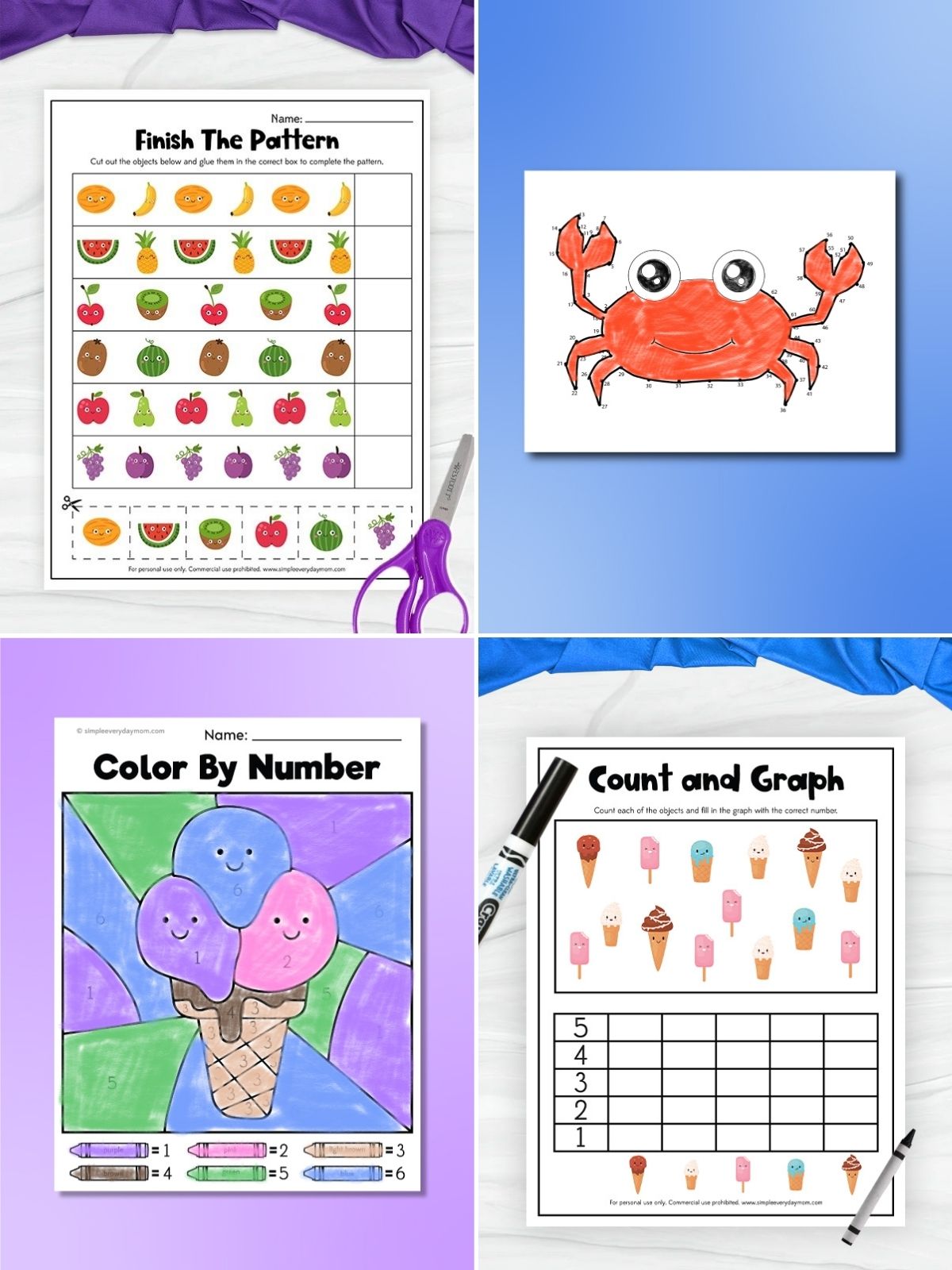 collage image of Fun Summer Printable Activities