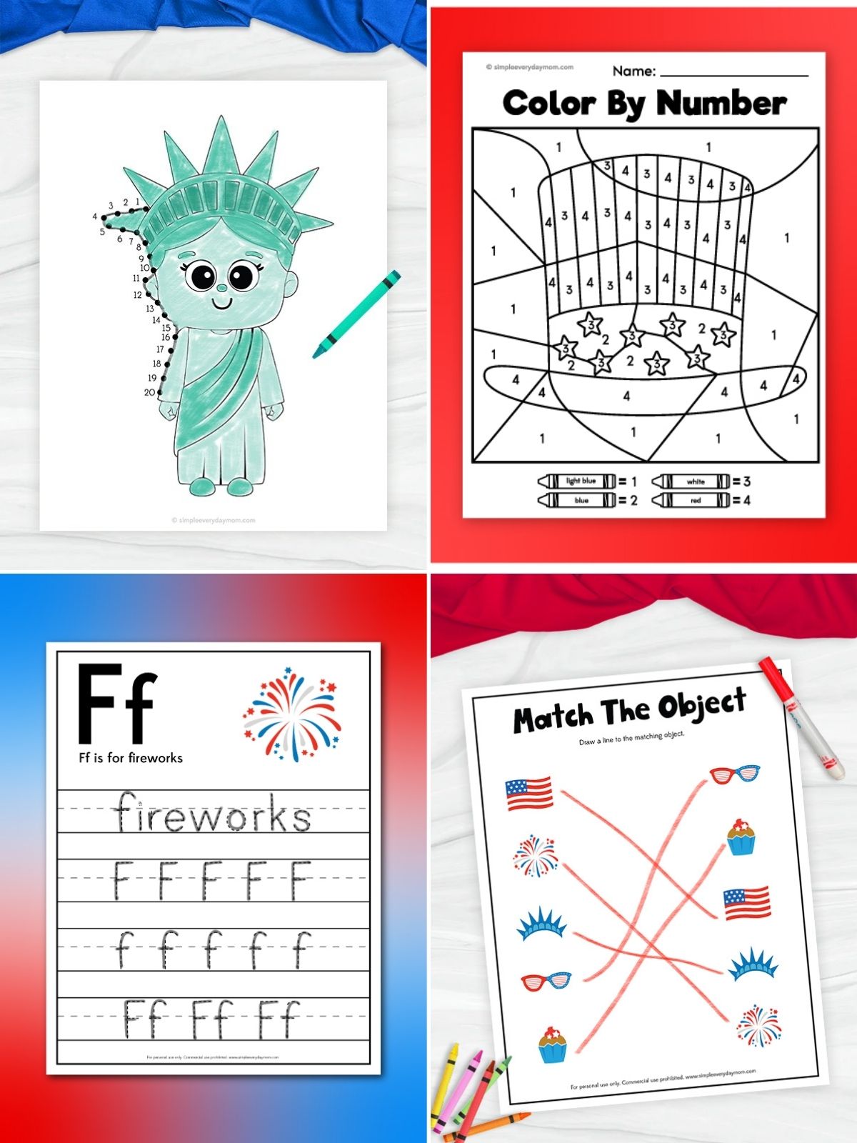 collage image of Independence Day Printables