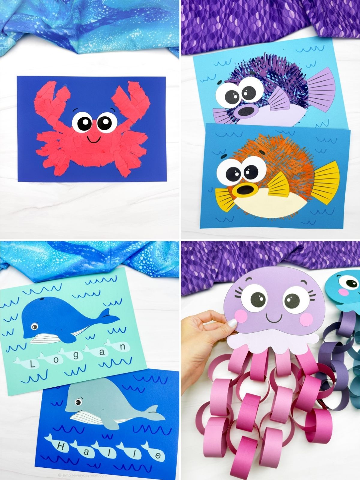 collage image of Sea Life Crafts Kids Will Love