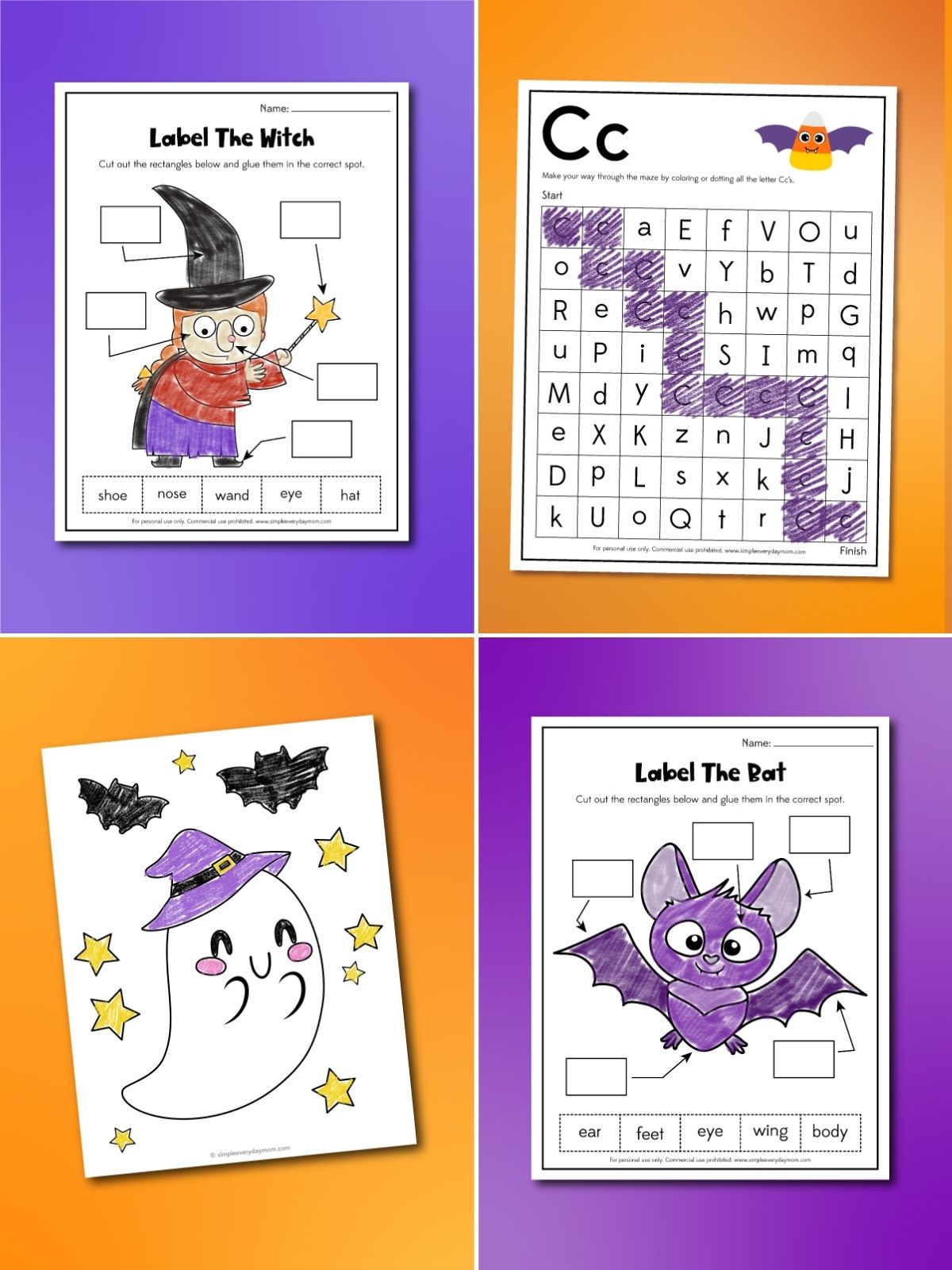 collage image of Spooky Summer Learning Printables