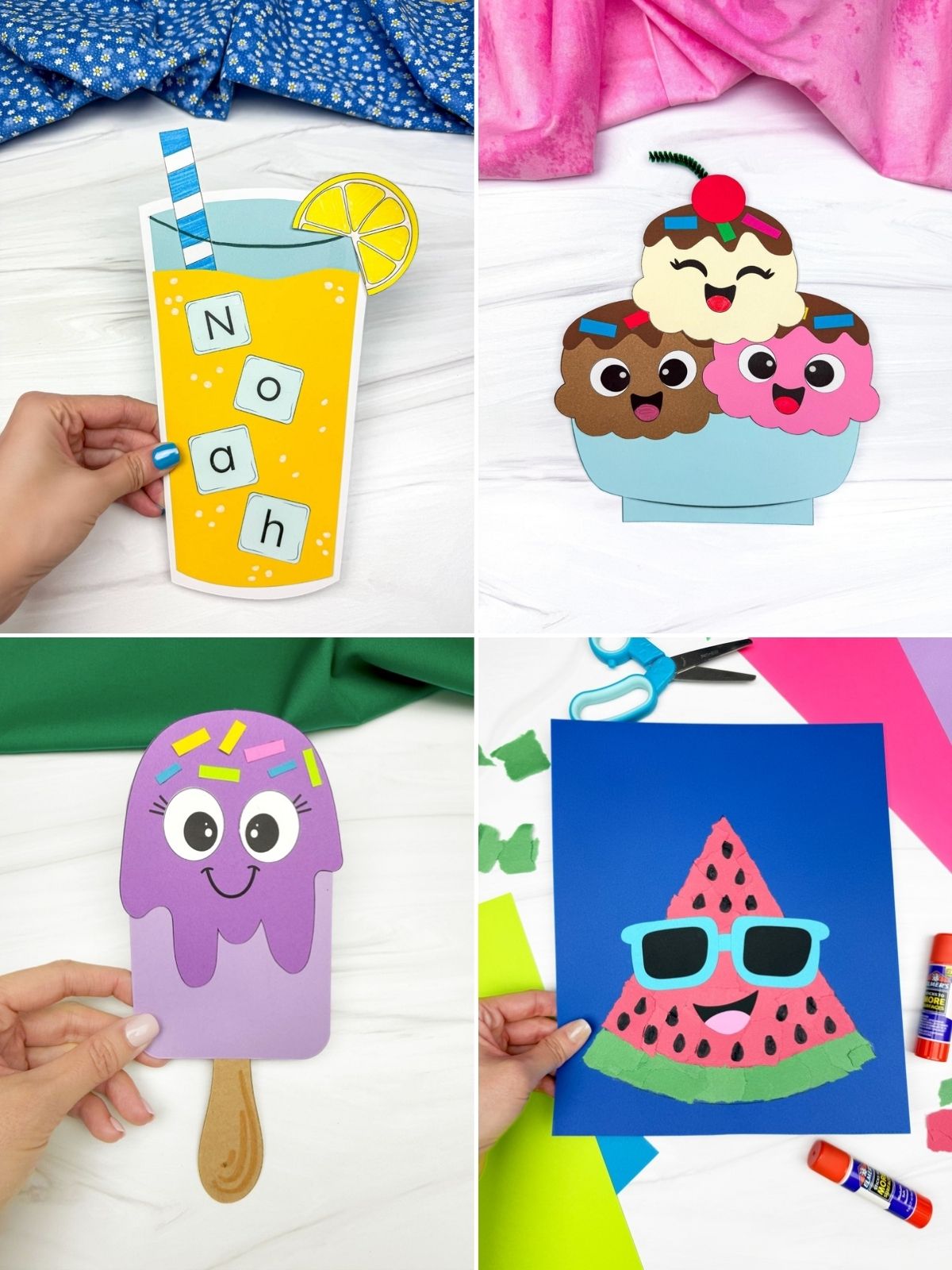collage image of Warm Weather Food Themed Crafts