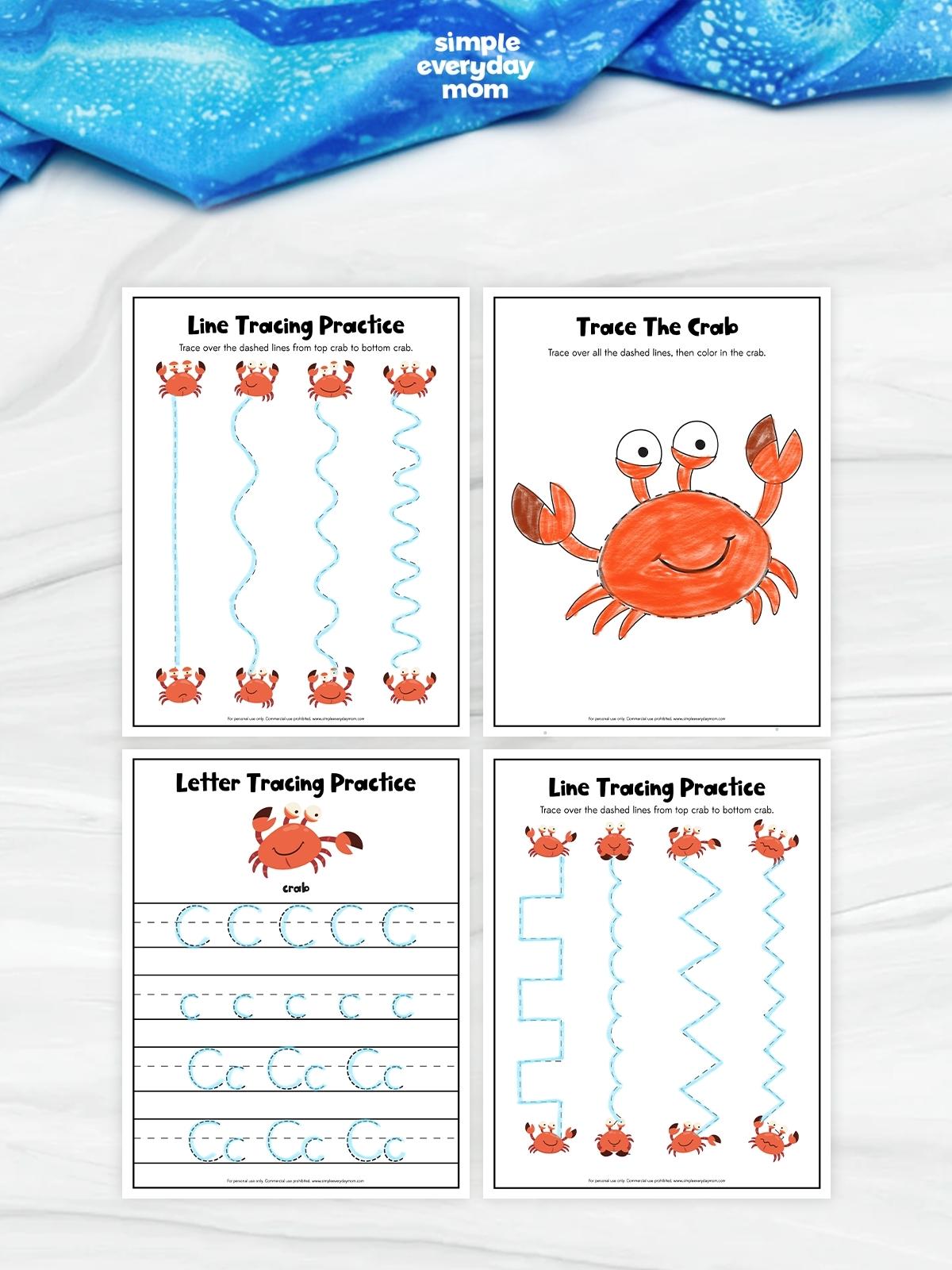 These crab tracing worksheets give preschool and kindergarten kids a fun way to build prewriting and early literacy skills. The printable set includes line tracing, letter tracing, and tracing and coloring activities to strengthen pencil control, fine motor skills, and hand-eye coordination. Perfect for classrooms, homeschool, learning centers, or ocean-themed lessons.