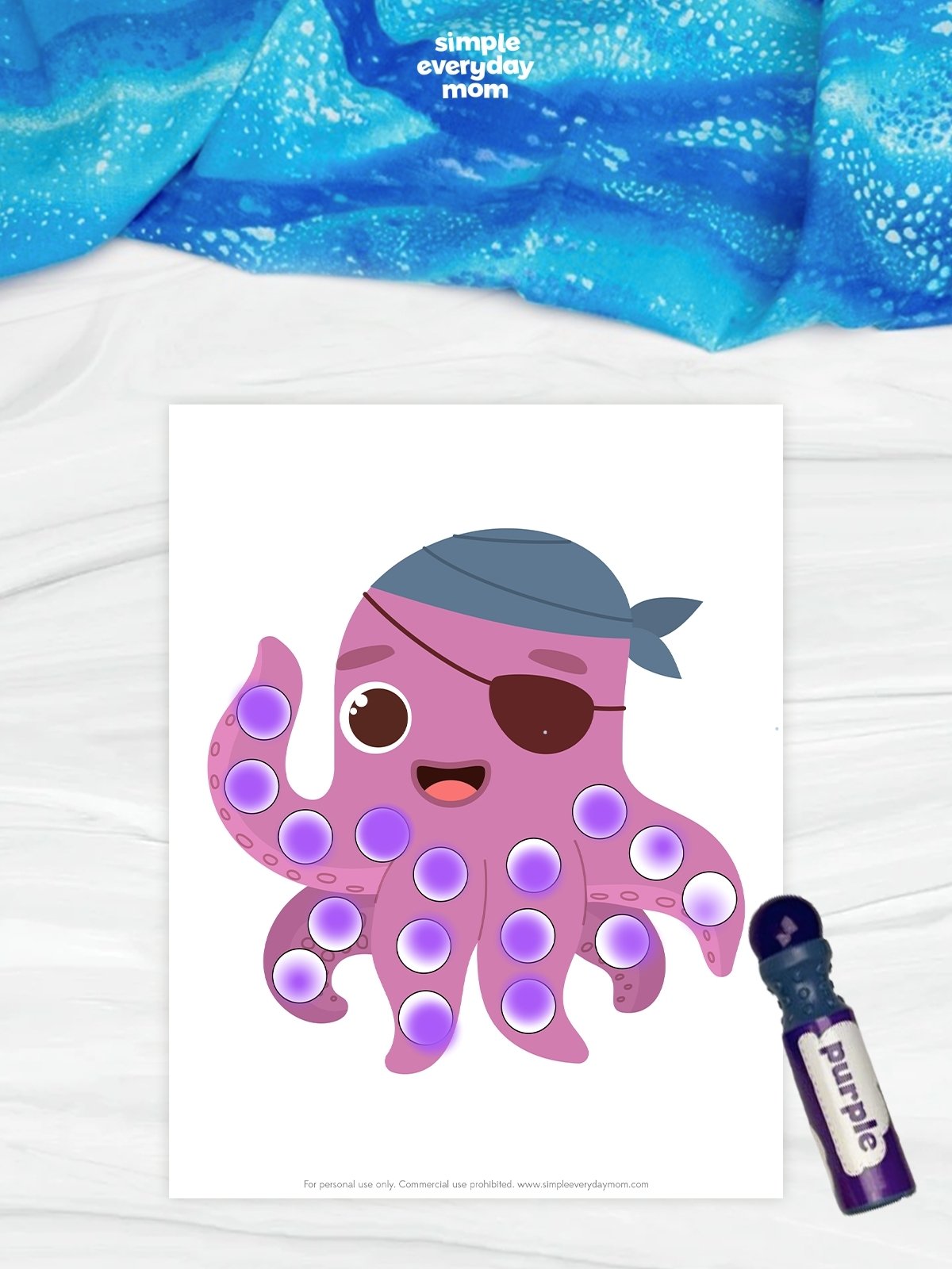 This pirate octopus dot marker activity is a fun and easy ocean-themed printable for young kids. Children use dot markers to fill in the circles while strengthening fine motor skills, hand-eye coordination, and color recognition. It's a simple, low-prep activity that's perfect for preschool, kindergarten, or an under the sea learning unit.