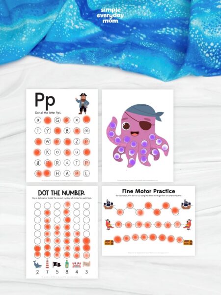 These pirate dot marker worksheets include a variety of engaging activities that help preschool and kindergarten kids build important early learning skills. Children can practice letter recognition, counting, pre-writing, and fine motor control while completing fun pirate-themed pages. They're easy to print and perfect for classrooms, homeschool, centers, or quiet learning time.