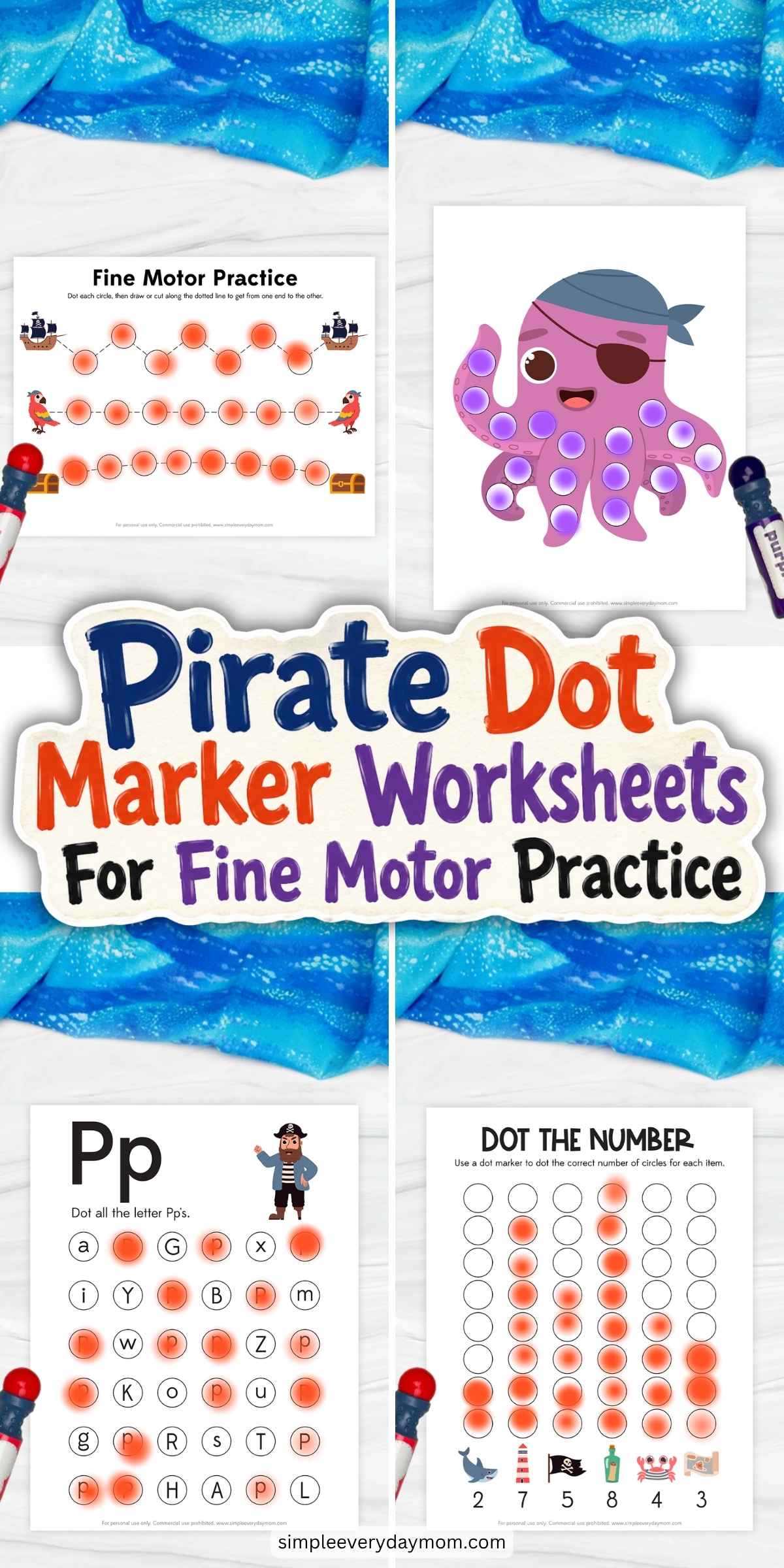 These pirate dot marker worksheets are packed with fun, hands-on activities for preschool and kindergarten kids. Children can practice fine motor skills, letter recognition, counting, and pre-writing while enjoying an exciting pirate theme. They're perfect for classrooms, homeschool, centers, or quiet learning time with dot markers.