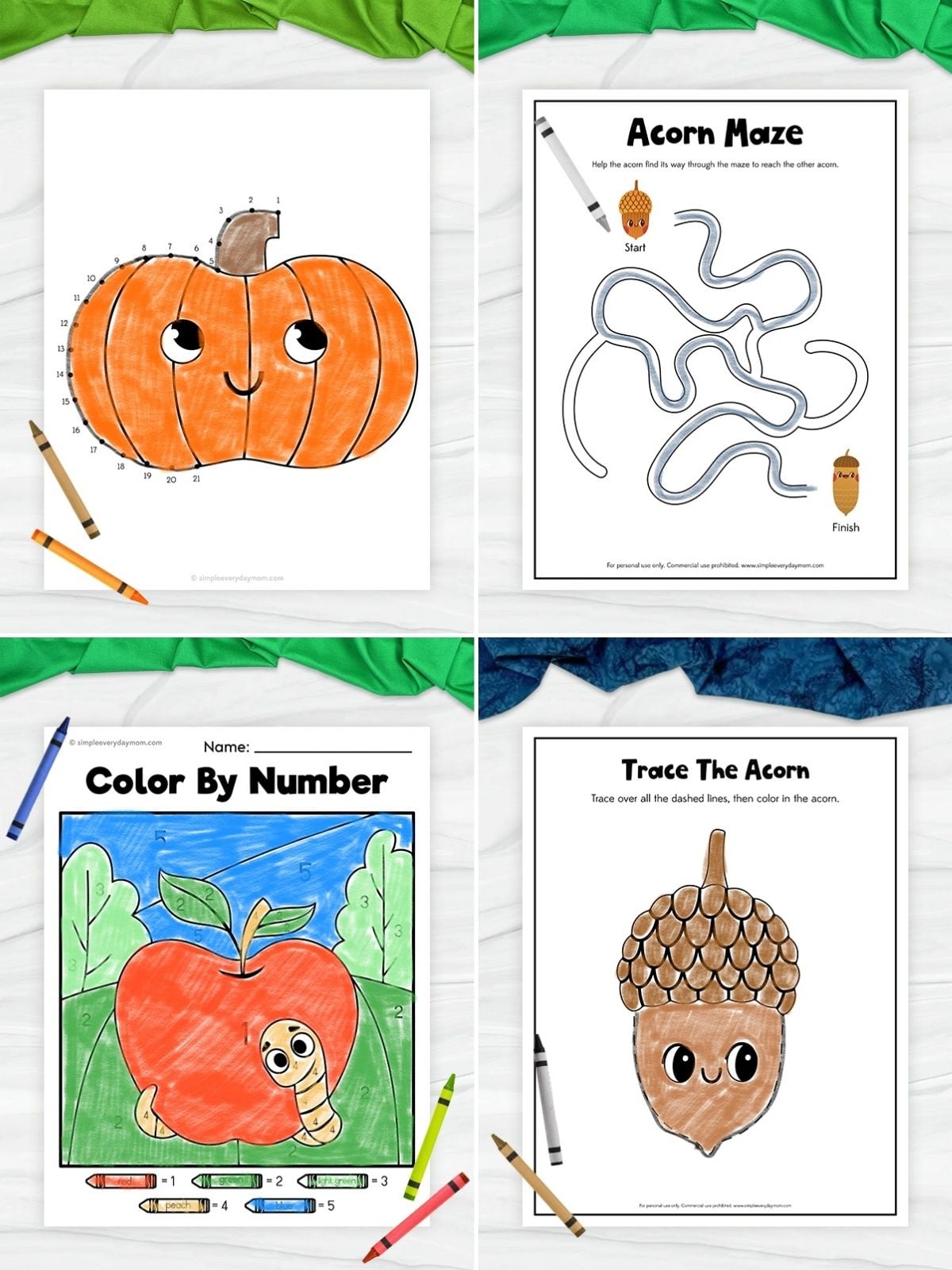 collage image of Autumn Learning Printables