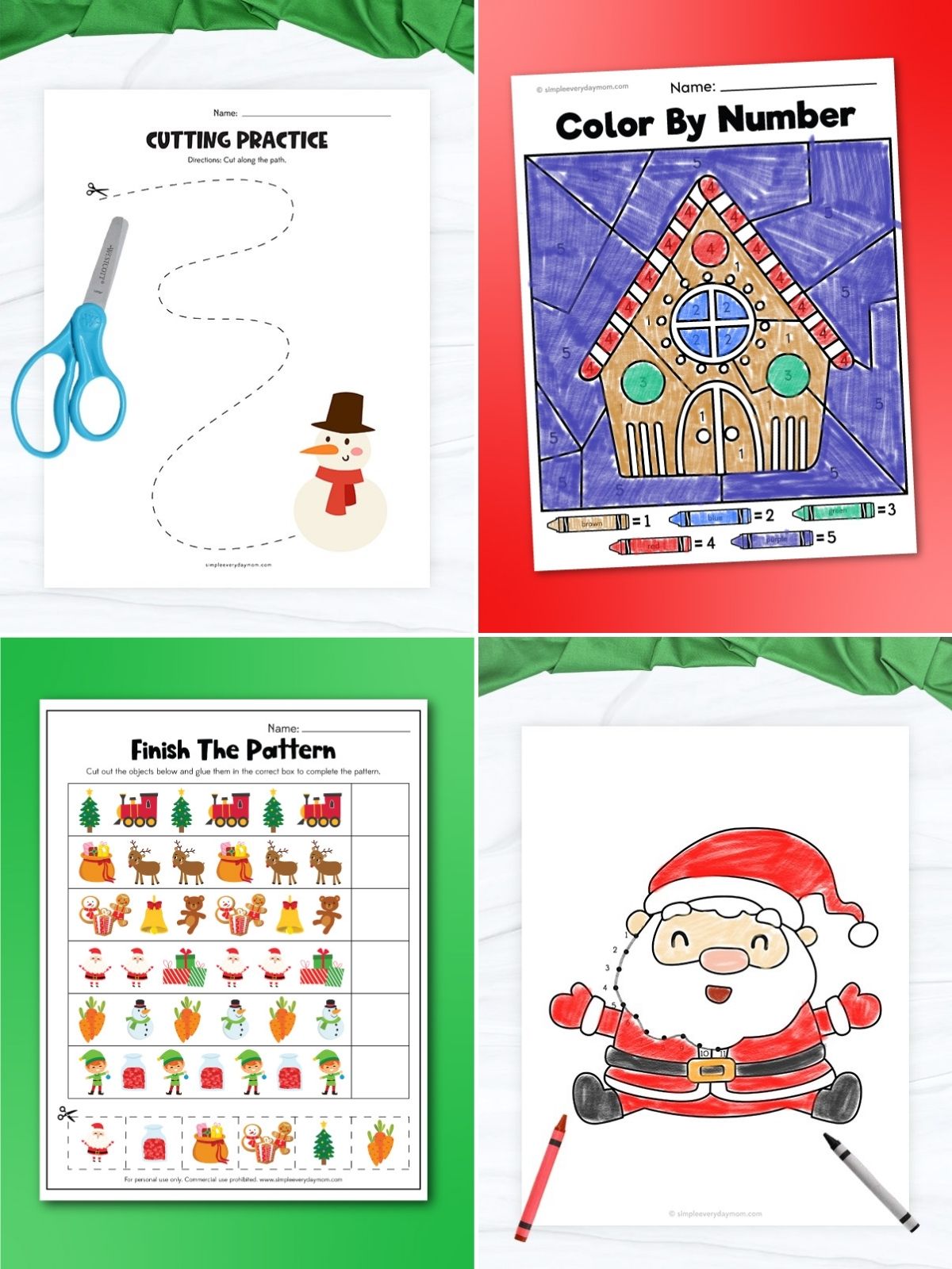 collage image of Christmas in July Activity Pages for Early Learners
