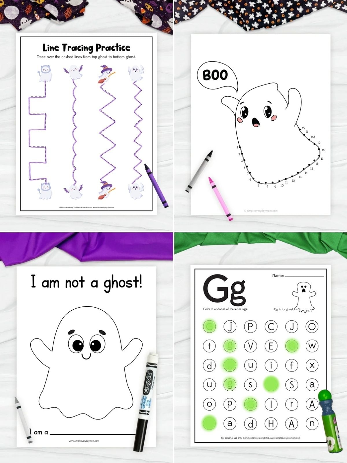 collage image of Ghost Printables for Halloween