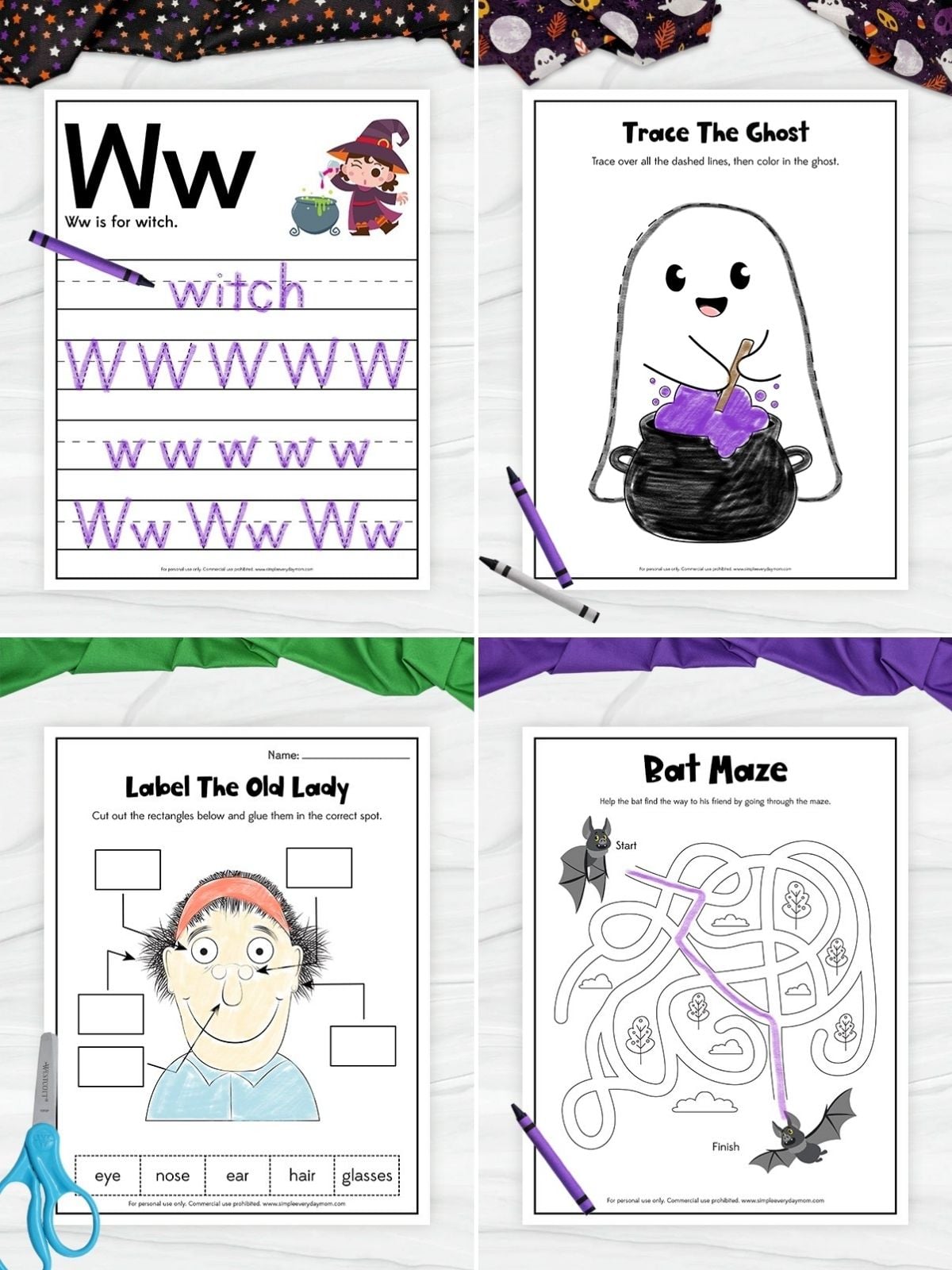 collage image of Halloween Literacy and Fine Motor Printables