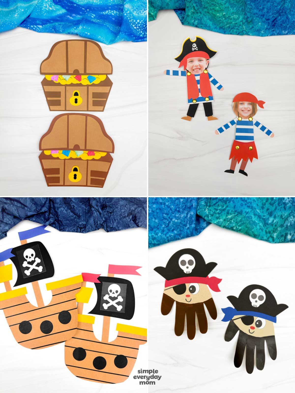 These pirate crafts are perfect for preschool and kindergarten kids who love creative, hands-on activities. Children can make treasure chests, pirate puppets, pirate ships, and fun handprint crafts while building fine motor skills and imagination. They're great for classrooms, homeschool, pirate-themed units, or screen-free crafting fun.