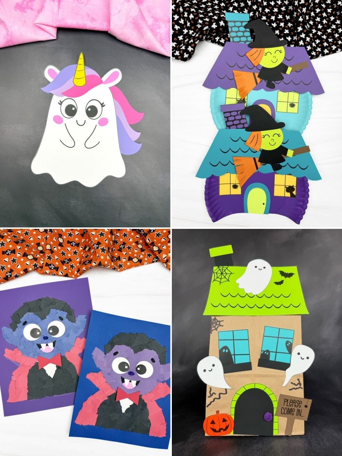 collage image of Playful Halloween Paper Crafts for Little Learners