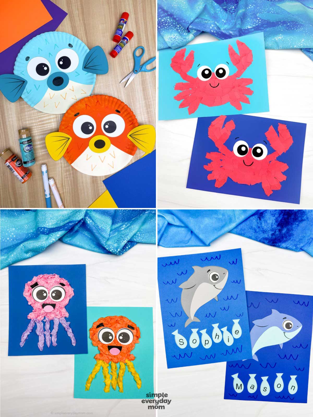 These ocean crafts are perfect for preschool and kindergarten kids who love creative, hands-on activities. Children can make colorful sea animals, name crafts, and textured art projects while building fine motor skills, creativity, and early literacy. They're great for classrooms, homeschool, ocean-themed units, or summer crafting fun.