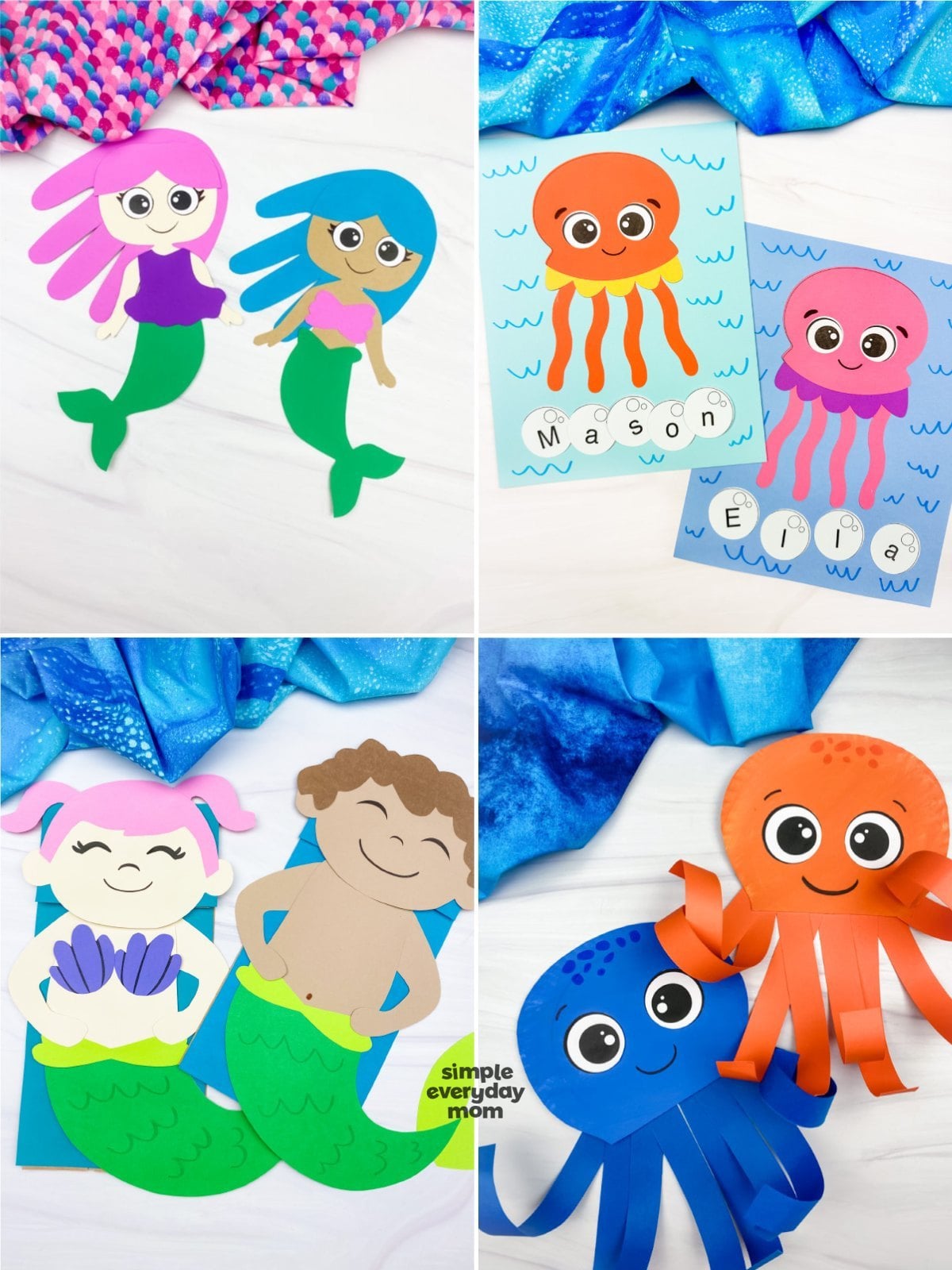 This ocean-themed craft collection features fun and easy activities that encourage creativity while helping children develop fine motor skills and imagination. The set includes adorable mermaid crafts, octopus paper crafts, and an ocean-themed name activity, making it perfect for preschool and kindergarten learners. Ideal for classrooms, homeschool, or rainy-day fun, these hands-on projects provide an engaging way to explore sea life through creative play.