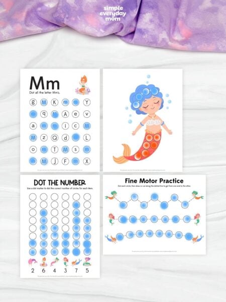 This printable mermaid activity pack offers a fun and engaging way for preschool and kindergarten children to build early learning skills through hands-on play. The worksheets include letter recognition, counting, dot marker activities, and fine motor tracing exercises that support hand-eye coordination, number recognition, and alphabet practice. With colorful mermaid-themed illustrations, these activities make learning enjoyable while encouraging creativity and confidence.