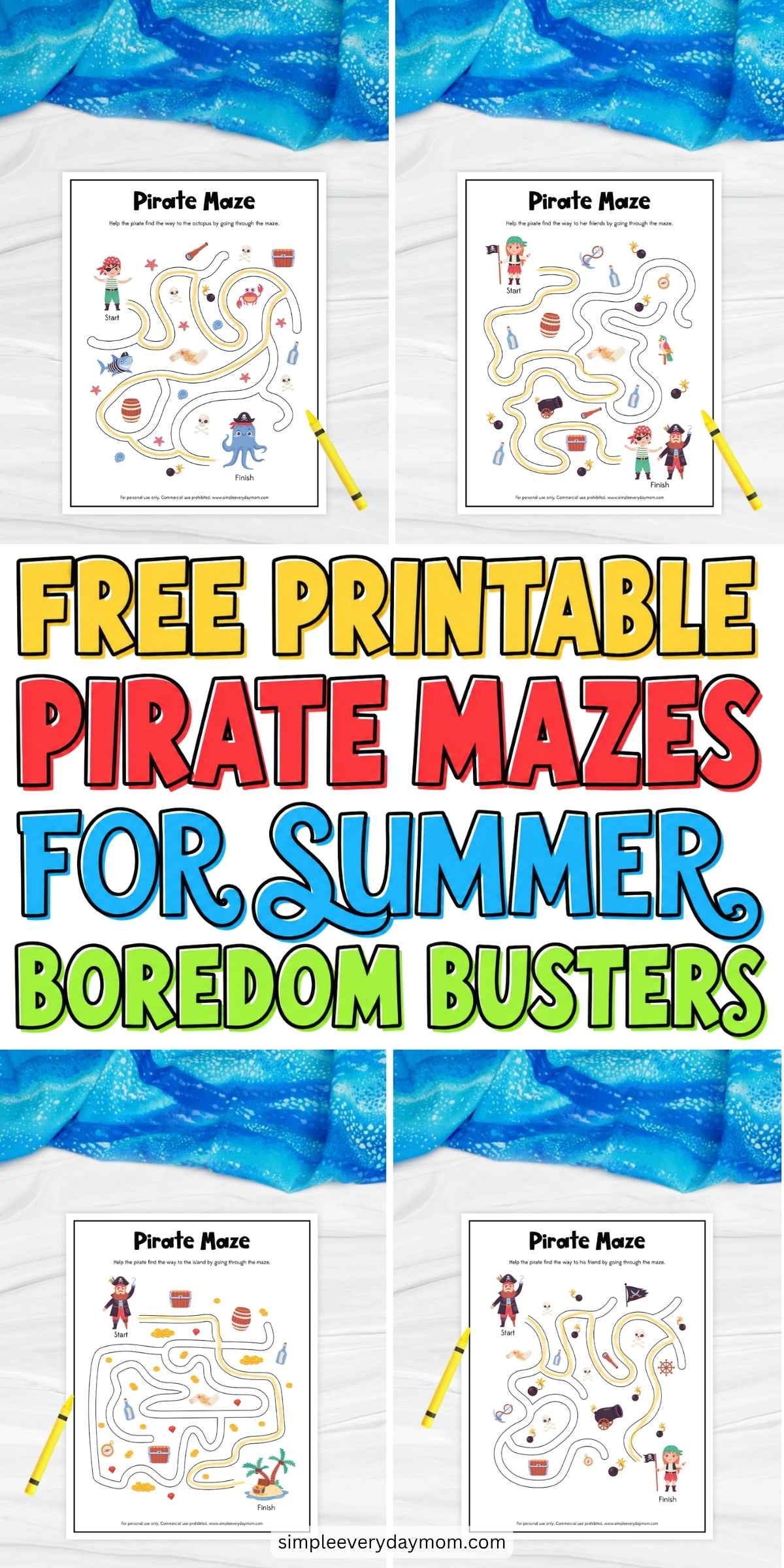 Keep kids entertained with these free printable pirate mazes that combine summer fun with problem-solving practice. Each maze encourages critical thinking, visual tracking, and concentration as children help the pirate find the correct path to the finish. They're perfect for preschoolers, kindergarteners, classrooms, homeschool, quiet time, or summer boredom busters.