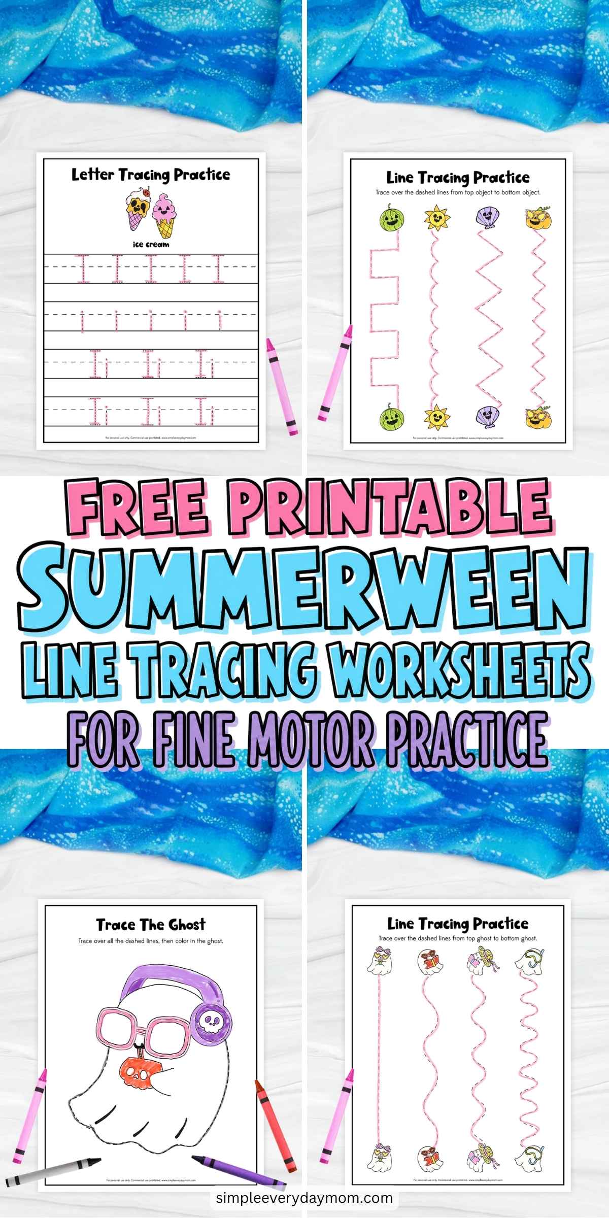Keep little hands busy with these free printable Summerween tracing worksheets that combine spooky fun with early learning. Kids will practice line tracing, letter formation, and pencil control while building fine motor skills with cute ghost, pumpkin, and ice cream-themed activities. They're perfect for preschoolers, kindergarteners, classrooms, homeschool, learning centers, or Halloween-themed summer fun.