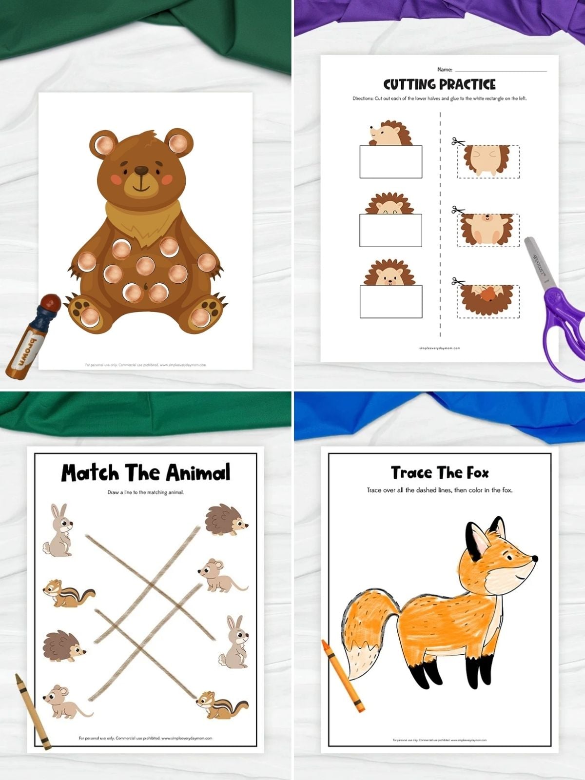 collage image of Forest Animal Skill-Building Activities