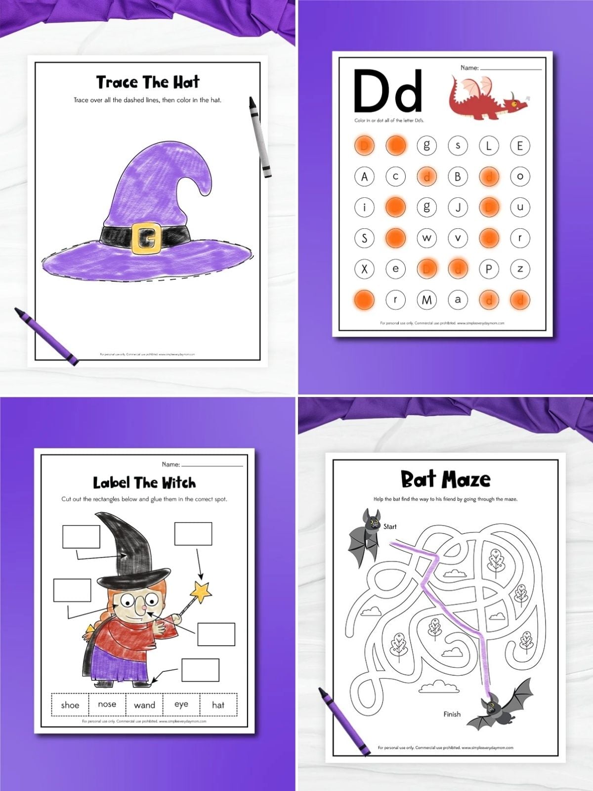 collage image of Fun Halloween Activity Pages