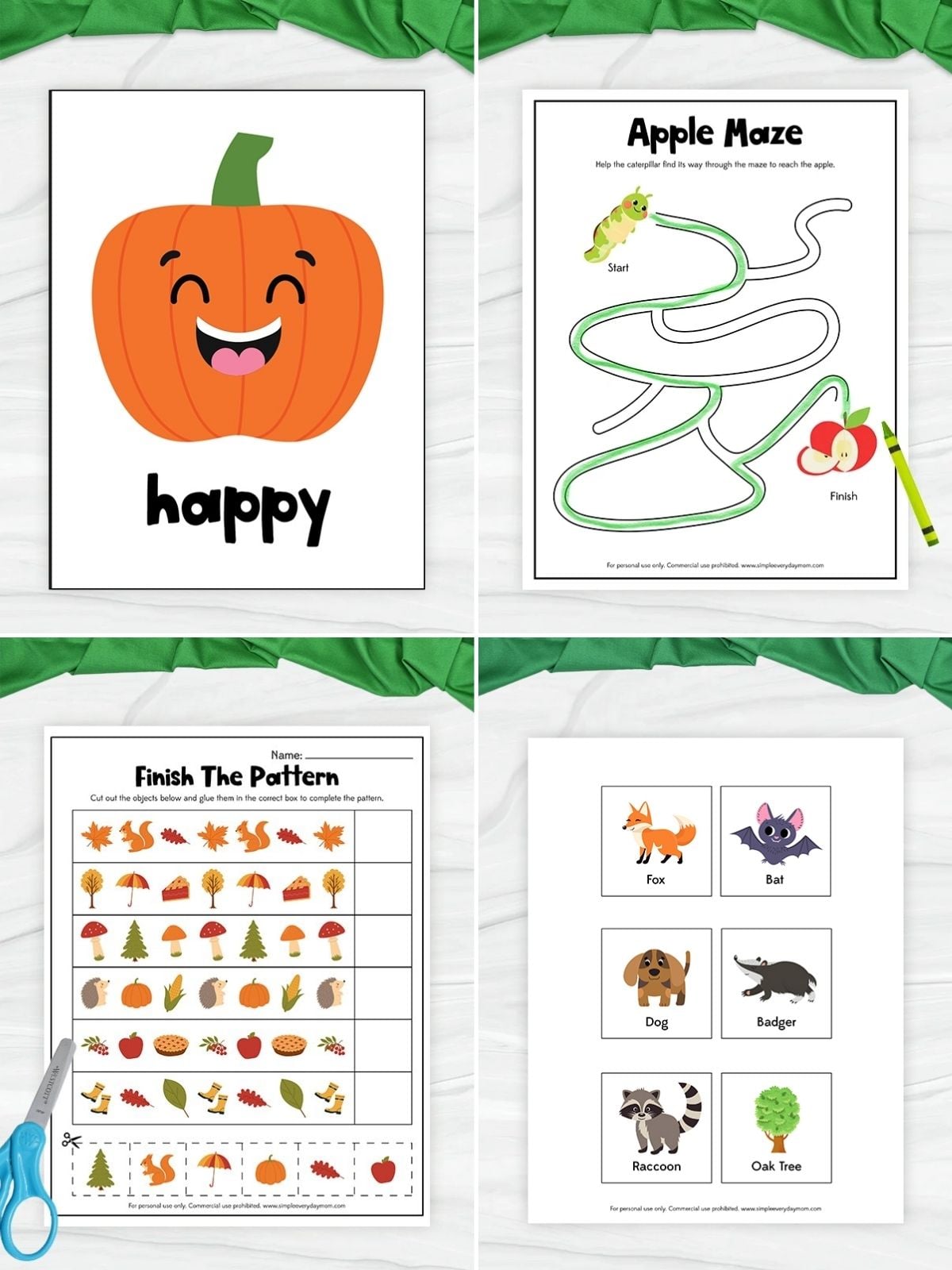 collage image of Harvest Learning Activities