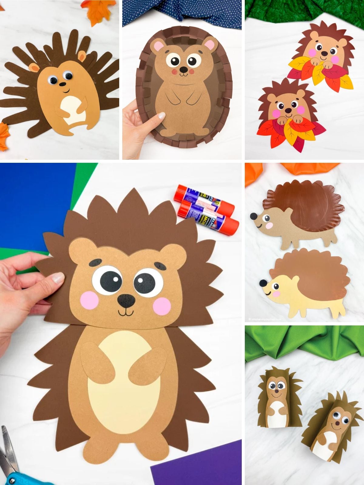 collage image of Hedgehog Craft for Fall Season
